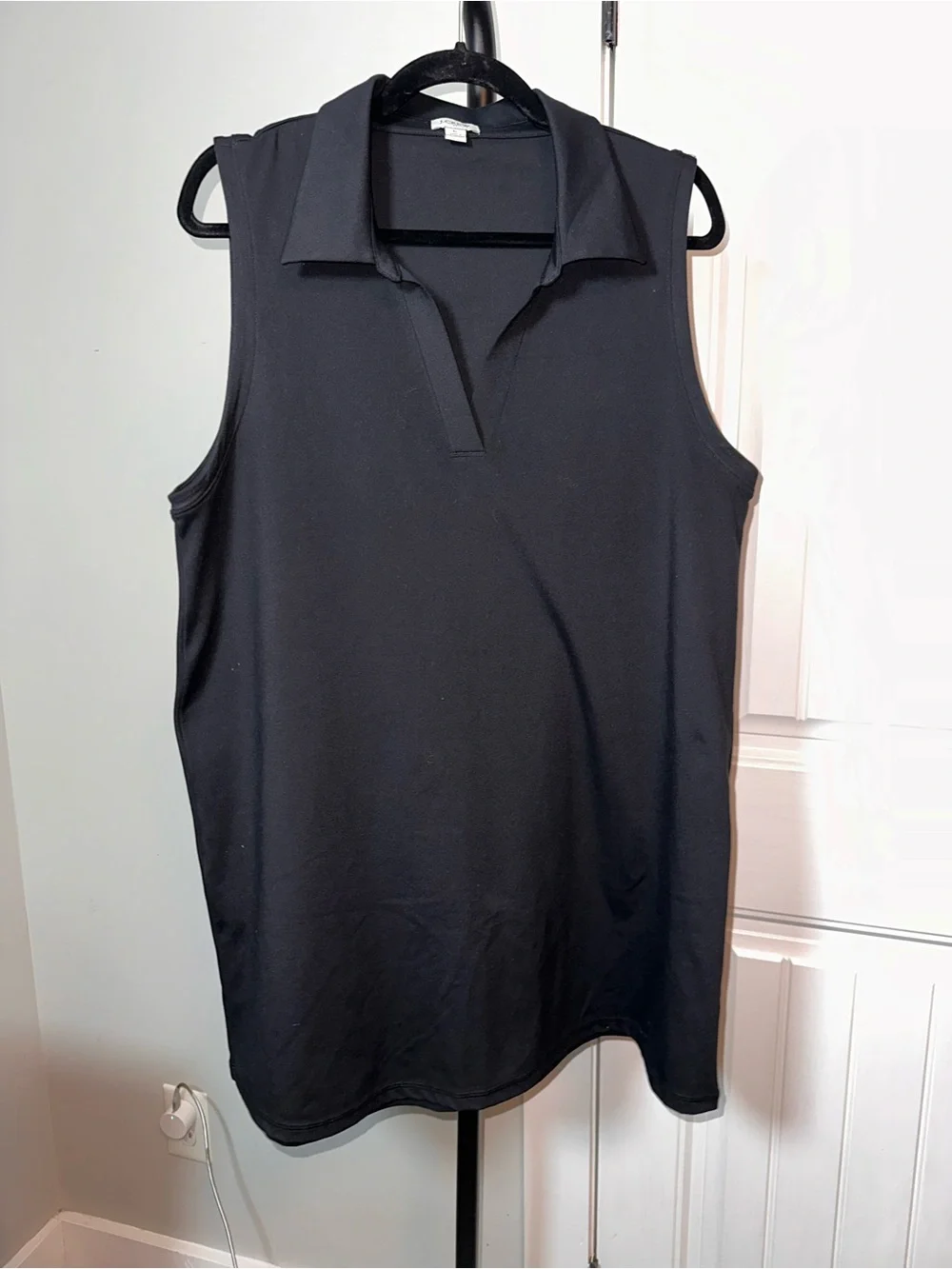 J Crew Size Large Performance Women’s Black Sleeveless Polo Dress